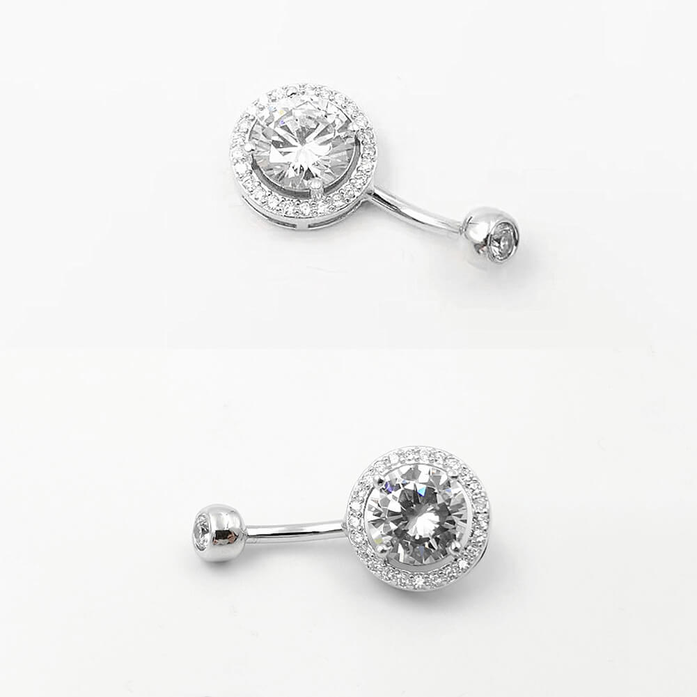 Arardo 925 Sterling Silver Belly Button Rings 14G Navel Rings Sterling Silver Belly Rings Belly Piercing Jewelry Circular Six CZ SS16