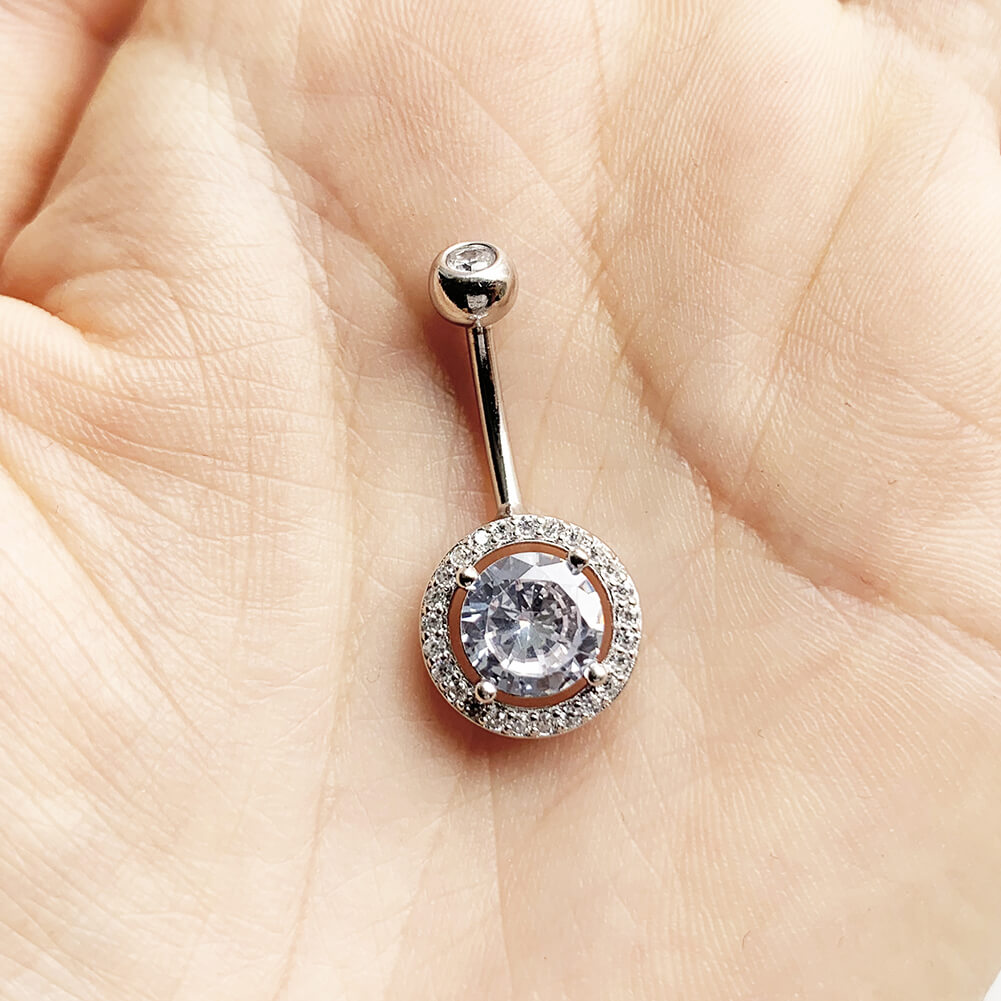 Arardo 925 Sterling Silver Belly Button Rings 14G Navel Rings Sterling Silver Belly Rings Belly Piercing Jewelry Circular Six CZ SS16
