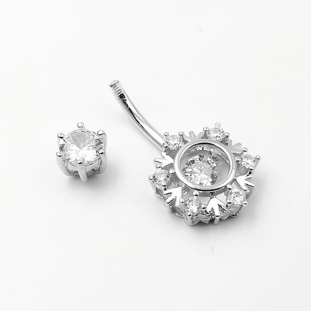 Arardo 925 Sterling Silver Belly Button Rings 14G Navel Rings Sterling Silver Belly Rings Belly Piercing Jewelry CZ Snowflake SS17