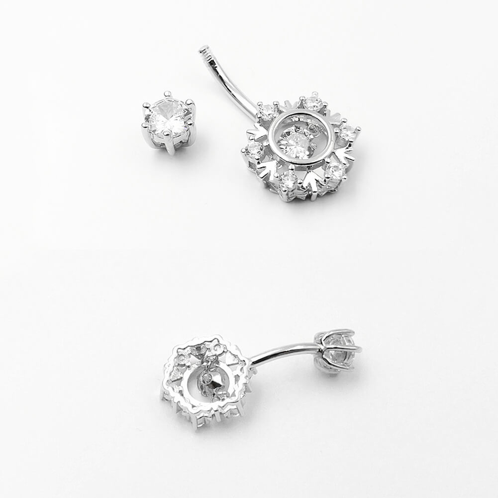 Arardo 925 Sterling Silver Belly Button Rings 14G Navel Rings Sterling Silver Belly Rings Belly Piercing Jewelry CZ Snowflake SS17