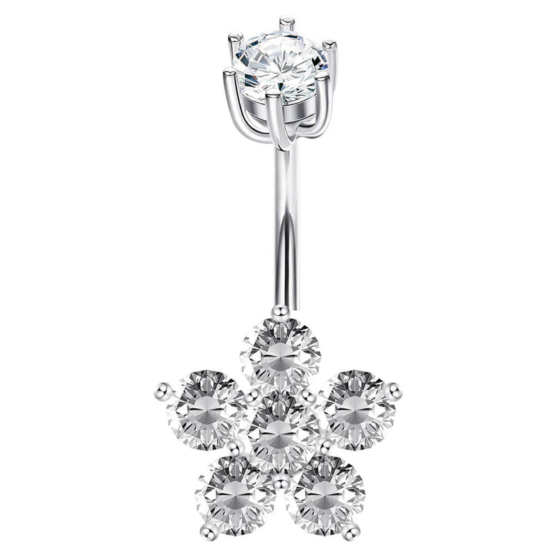Arardo 925 Sterling Silver Belly Button Rings 14G Navel Rings Sterling Silver Belly Rings Belly Piercing Jewelry CZ Flower SS18
