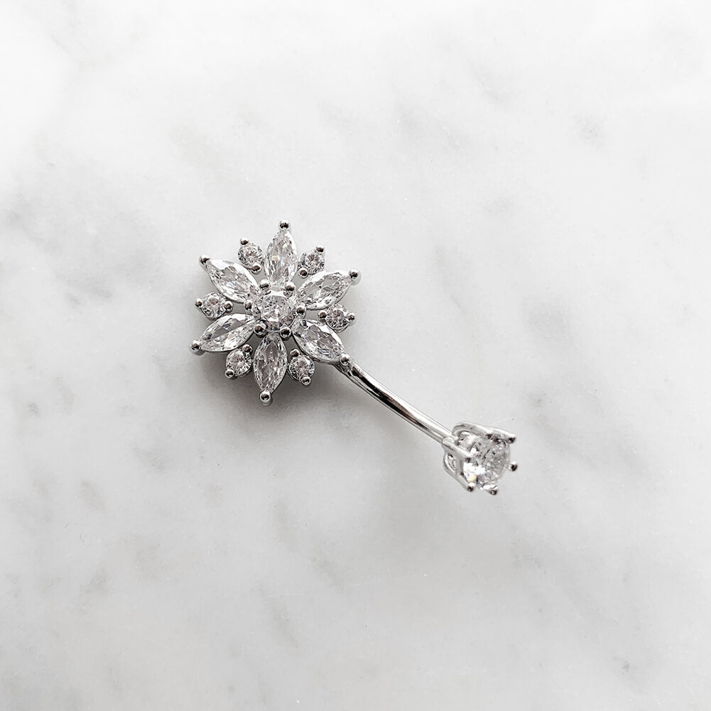 Arardo 925 Sterling Silver Belly Button Rings 14G Navel Rings Sterling Silver Belly Rings Belly Piercing Jewelry Luxurious Flower SS19
