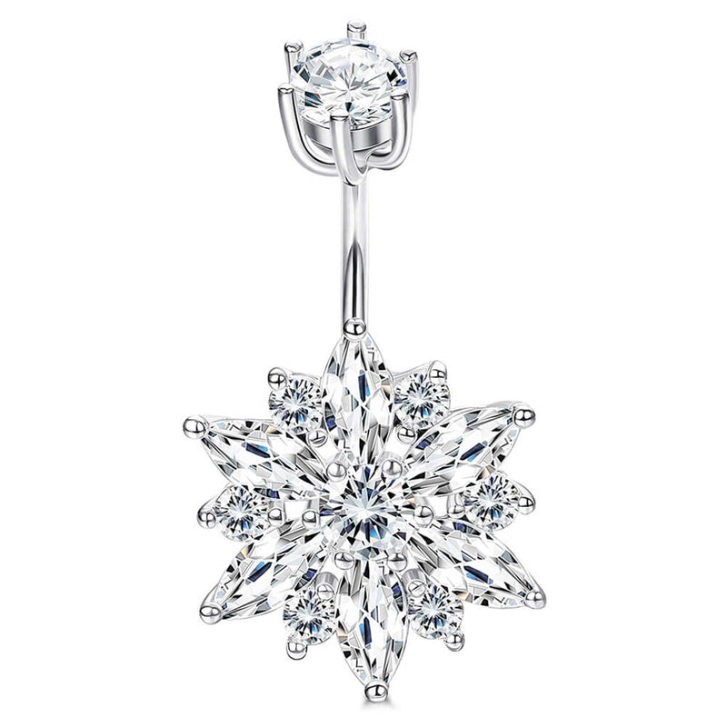 Arardo 925 Sterling Silver Belly Button Rings 14G Navel Rings Sterling Silver Belly Rings Belly Piercing Jewelry Luxurious Flower SS19