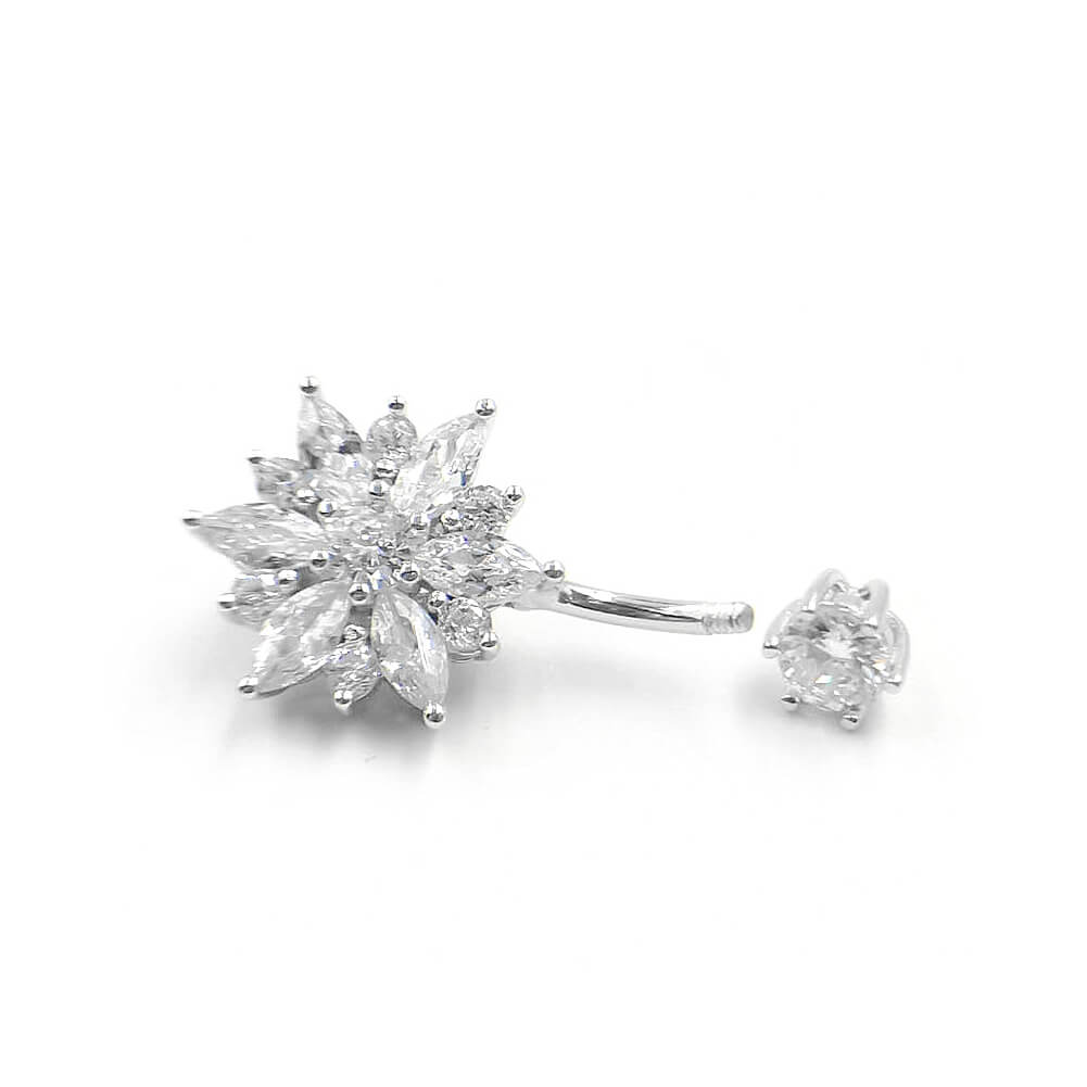 Arardo 925 Sterling Silver Belly Button Rings 14G Navel Rings Sterling Silver Belly Rings Belly Piercing Jewelry Luxurious Flower SS19
