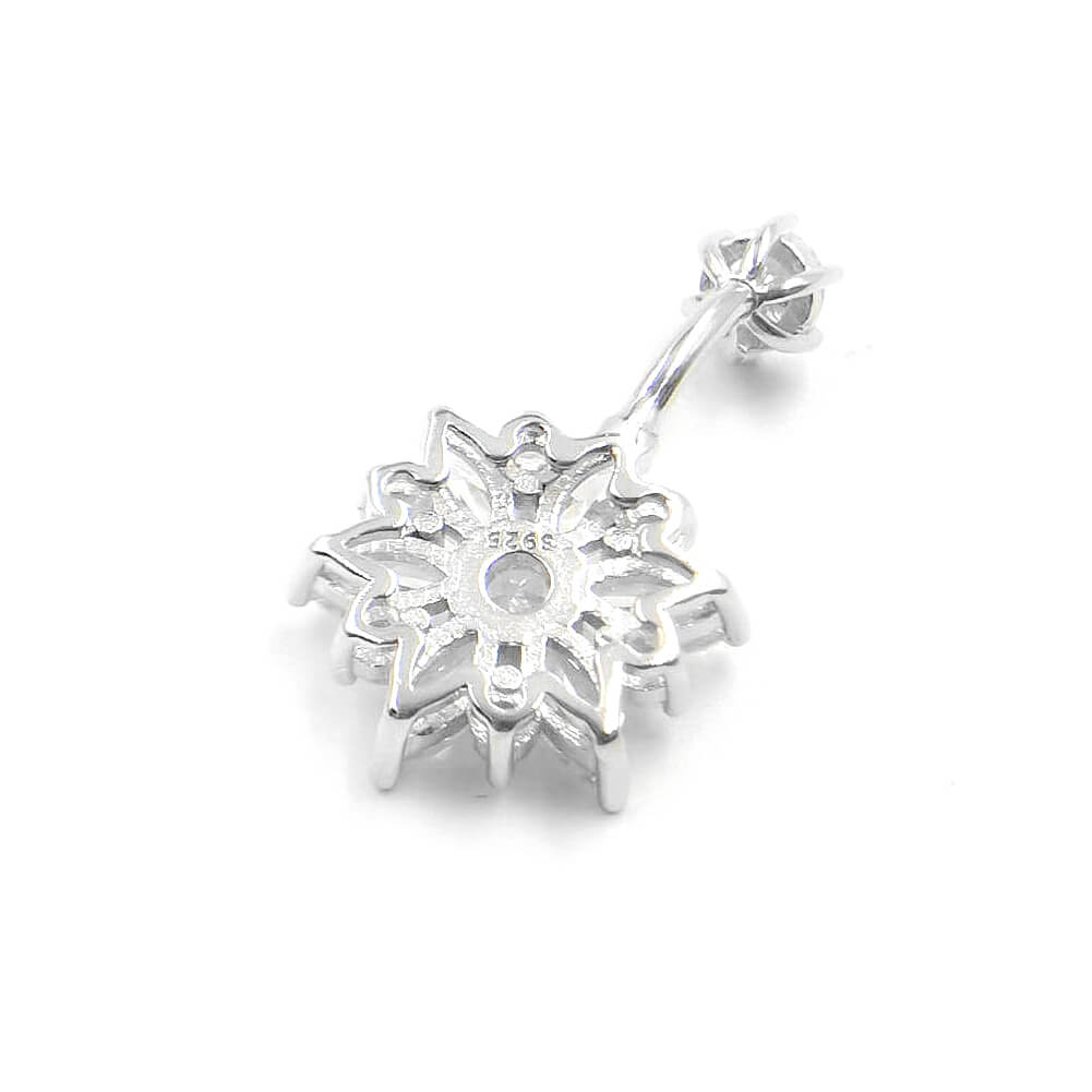 Arardo 925 Sterling Silver Belly Button Rings 14G Navel Rings Sterling Silver Belly Rings Belly Piercing Jewelry Luxurious Flower SS19