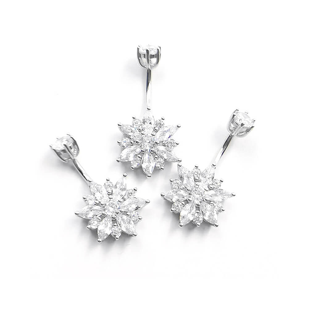 Arardo 925 Sterling Silver Belly Button Rings 14G Navel Rings Sterling Silver Belly Rings Belly Piercing Jewelry Luxurious Flower SS19