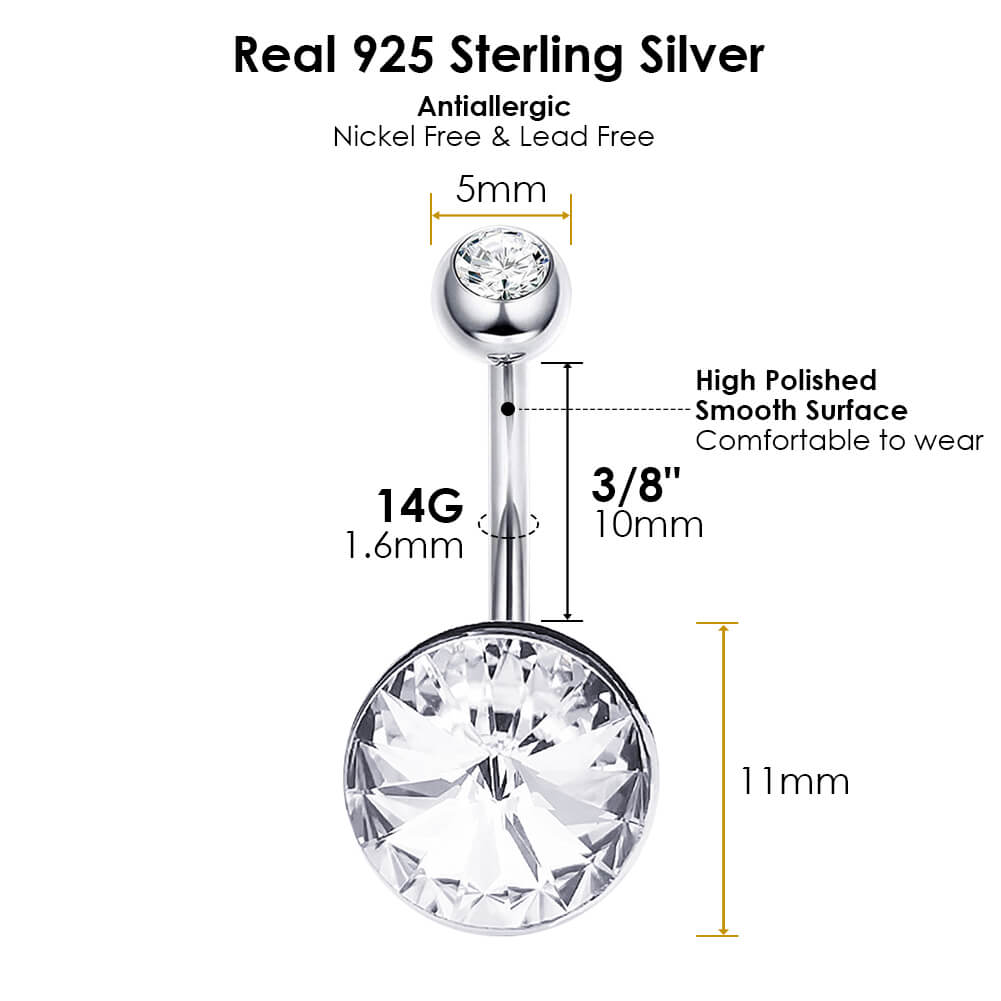 Arardo 925 Sterling Silver Belly Button Rings 14G Navel Rings Sterling Silver Belly Rings Belly Piercing Jewelry Hot Circular CZ SS21