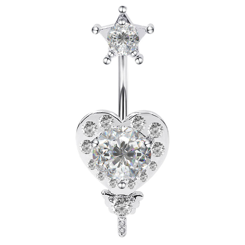 Arardo 925 Sterling Silver Belly Button Rings 14G Navel Rings Sterling Silver Belly Rings Belly Piercing Jewelry Star and Heart SS22