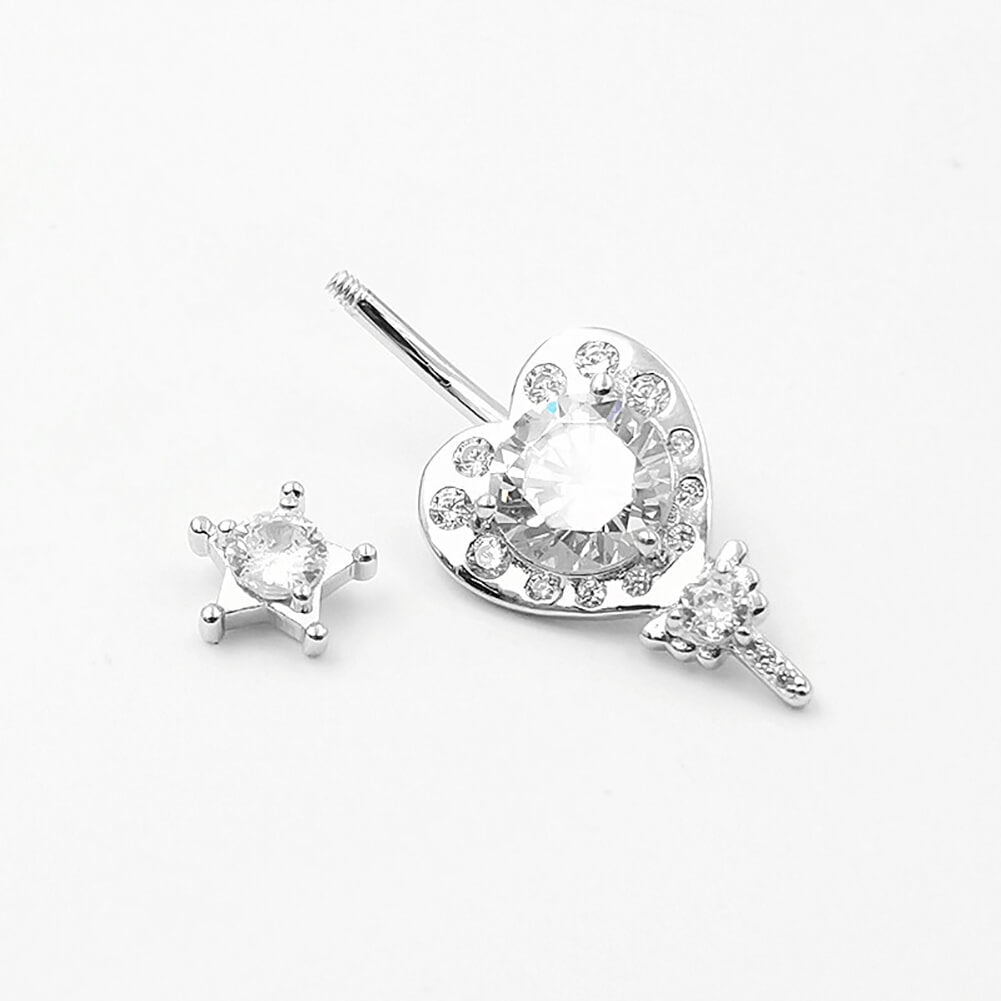 Arardo 925 Sterling Silver Belly Button Rings 14G Navel Rings Sterling Silver Belly Rings Belly Piercing Jewelry Star and Heart SS22