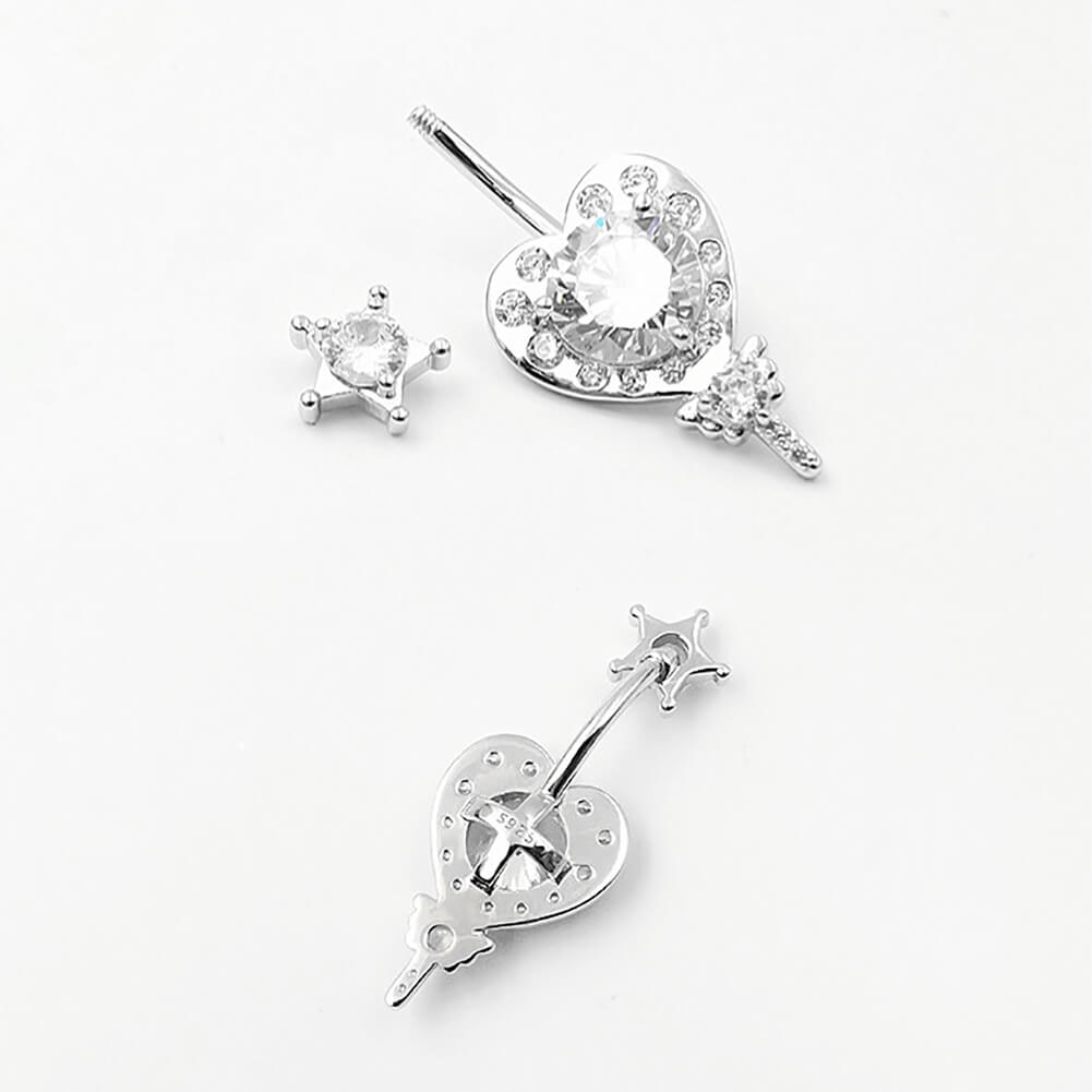 Arardo 925 Sterling Silver Belly Button Rings 14G Navel Rings Sterling Silver Belly Rings Belly Piercing Jewelry Star and Heart SS22