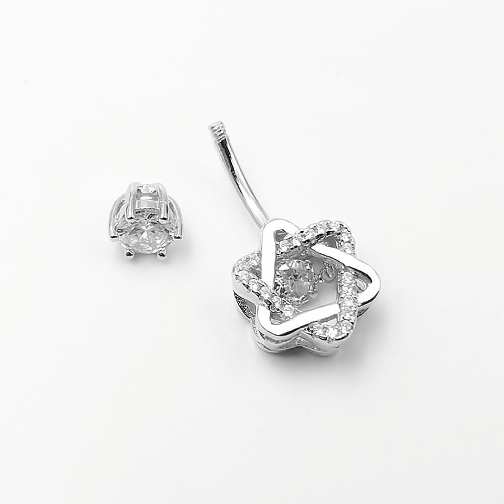 Arardo 925 Sterling Silver Belly Button Rings 14G Navel Rings Sterling Silver Belly Rings Belly Piercing Jewelry Triangle Crossing SS23