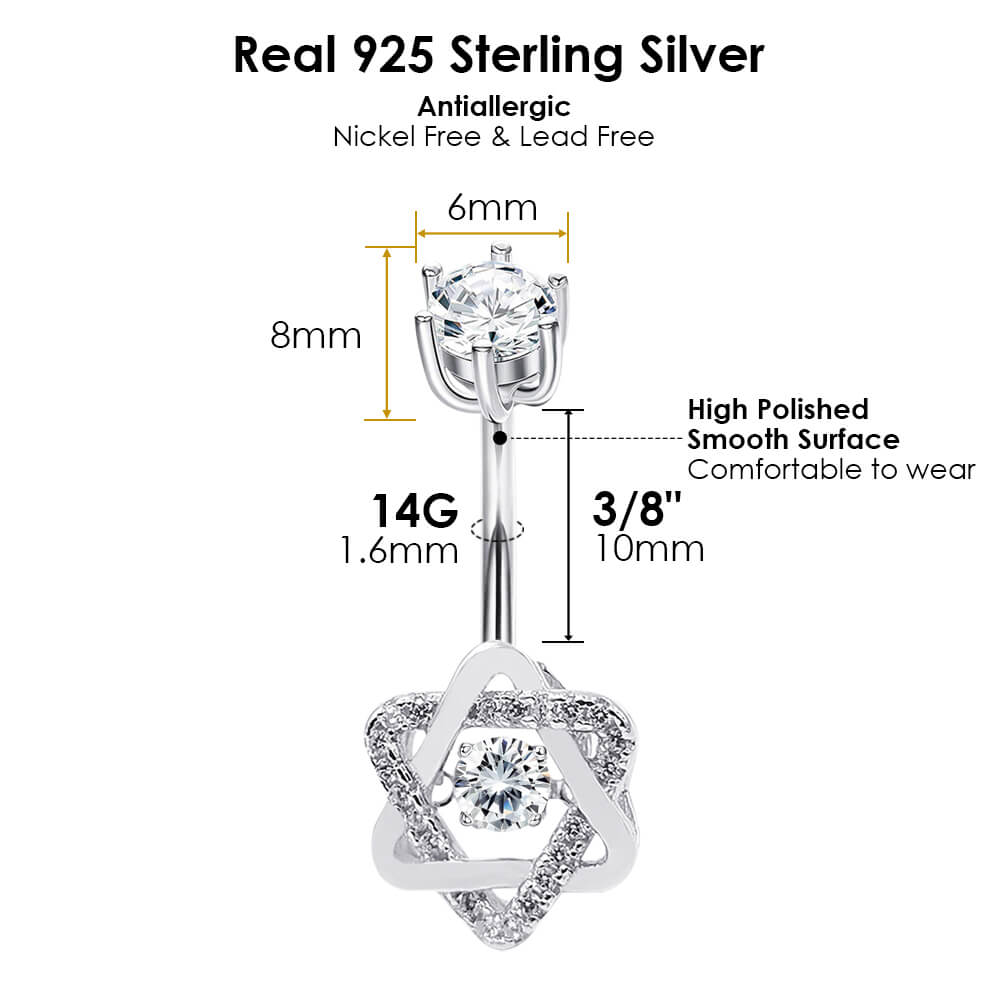 Arardo 925 Sterling Silver Belly Button Rings 14G Navel Rings Sterling Silver Belly Rings Belly Piercing Jewelry Triangle Crossing SS23