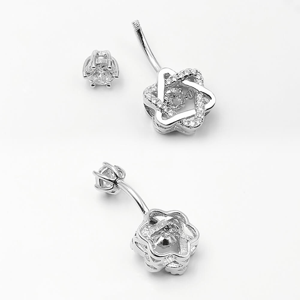 Arardo 925 Sterling Silver Belly Button Rings 14G Navel Rings Sterling Silver Belly Rings Belly Piercing Jewelry Triangle Crossing SS23