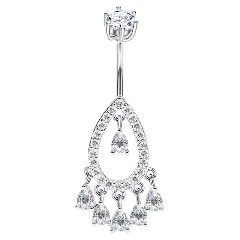 Arardo Sterling Silver Belly Button Rings,Real 925 Sterling Silver,14G,Sterling Silver Navel Piercing Rings,Dangle Big Teardrop SS25