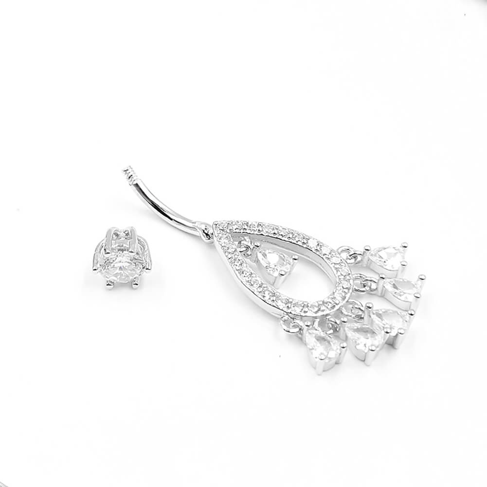Arardo Sterling Silver Belly Button Rings,Real 925 Sterling Silver,14G,Sterling Silver Navel Piercing Rings,Dangle Big Teardrop SS25