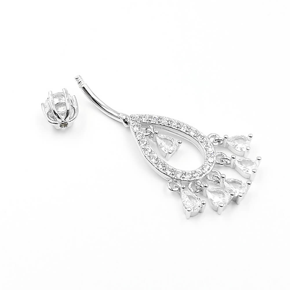 Arardo Sterling Silver Belly Button Rings,Real 925 Sterling Silver,14G,Sterling Silver Navel Piercing Rings,Dangle Big Teardrop SS25