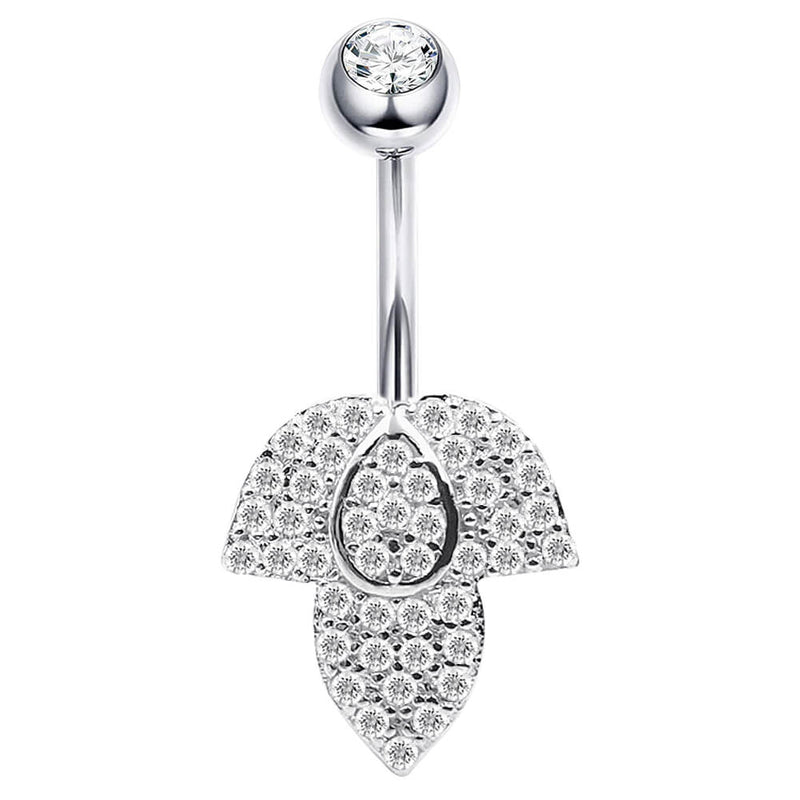 Arardo Sterling Silver Belly Button Rings,Real 925 Sterling Silver,14G,Sterling Silver Navel Piercing Rings,Flower Leaf SS26