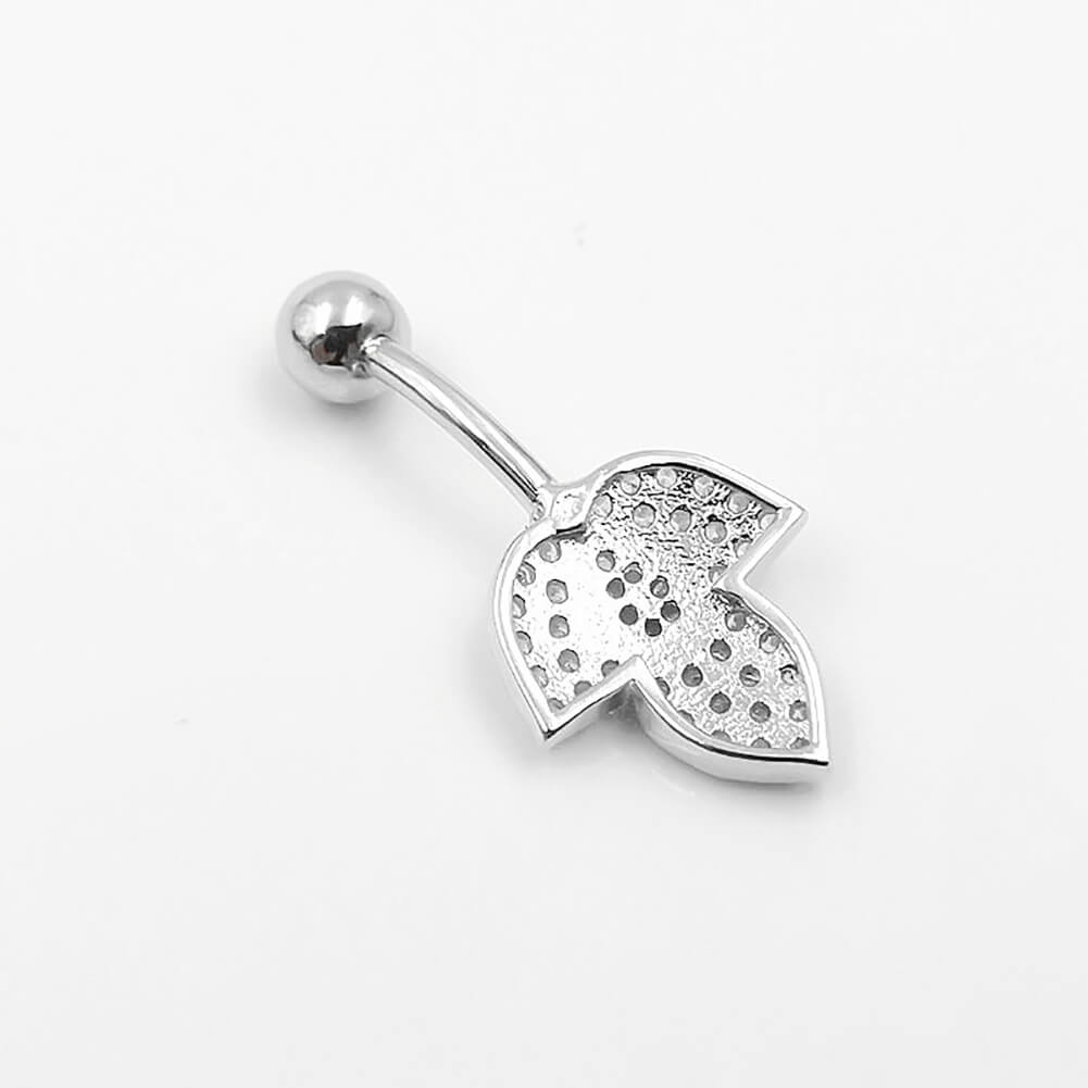 Arardo Sterling Silver Belly Button Rings,Real 925 Sterling Silver,14G,Sterling Silver Navel Piercing Rings,Flower Leaf SS26