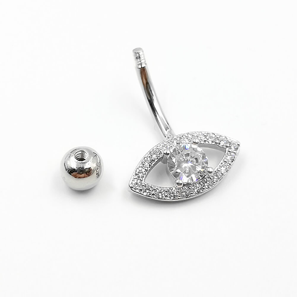 Arardo Sterling Silver Belly Button Rings,Real 925 Sterling Silver,14G Sterling Silver Navel Piercing Rings, Big Eye SS28