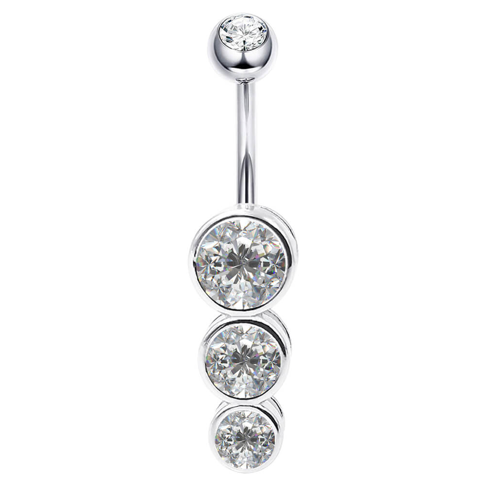 Arardo Sterling Silver Belly Button Rings,Real 925 Sterling Silver,14G Sterling Silver Navel Piercing Rings, Dangle Round CZ SS29