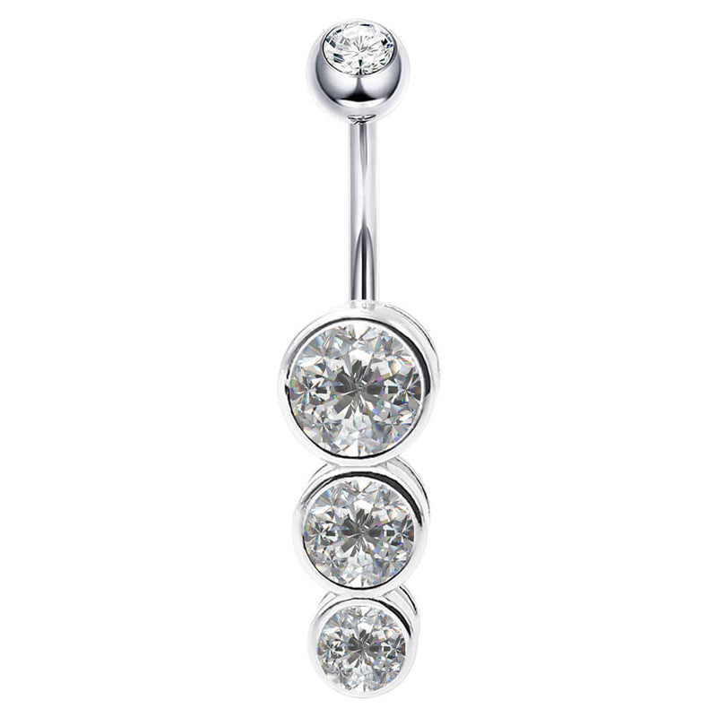 Arardo Sterling Silver Belly Button Rings,Real 925 Sterling Silver,14G Sterling Silver Navel Piercing Rings, Dangle Round CZ SS29