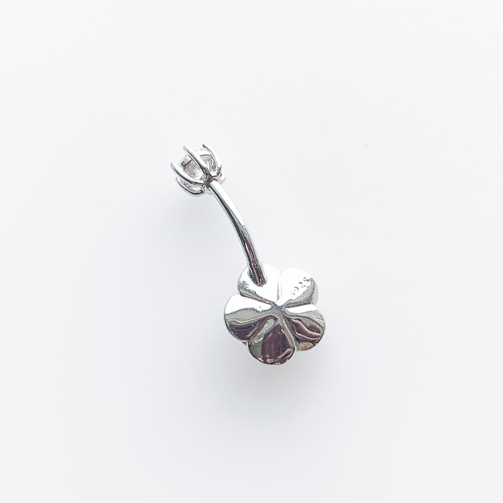 Arardo Sterling Silver Belly Button Rings,Real 925 Sterling Silver,14G Sterling Silver Navel Piercing Rings, Peach Blossom Silver SS30