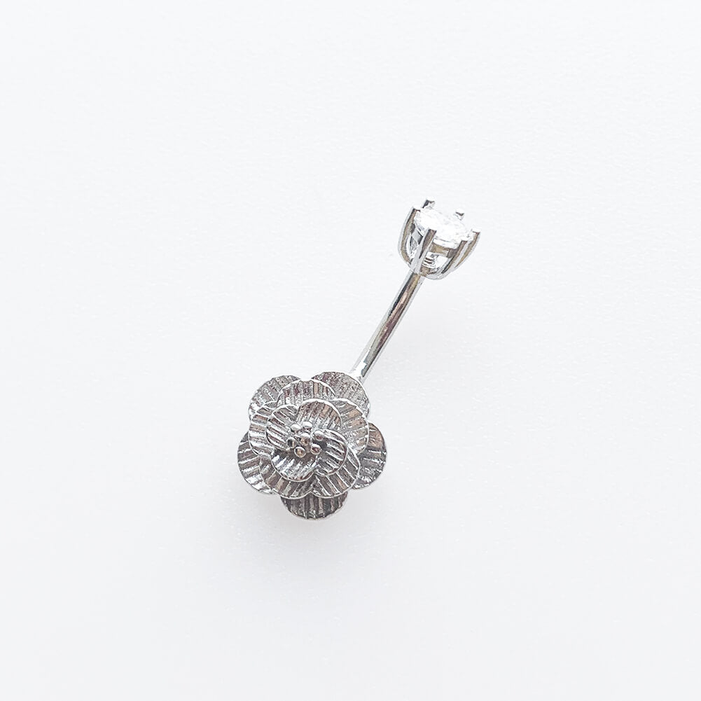 Arardo Sterling Silver Belly Button Rings,Real 925 Sterling Silver,14G Sterling Silver Navel Piercing Rings, Peach Blossom Silver SS30