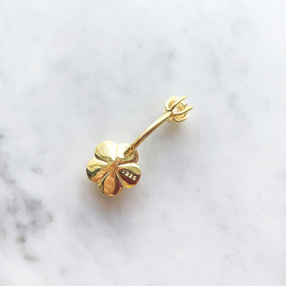Arardo Sterling Silver Belly Button Rings,Real 925 Sterling Silver,14G Sterling Silver Navel Piercing Rings, Peach Blossom Gold SS31