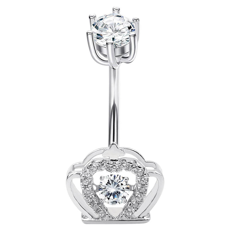 Arardo Sterling Silver Belly Button Rings,Real 925 Sterling Silver,14G Sterling Silver Navel Piercing Rings, Royal Crown SS32
