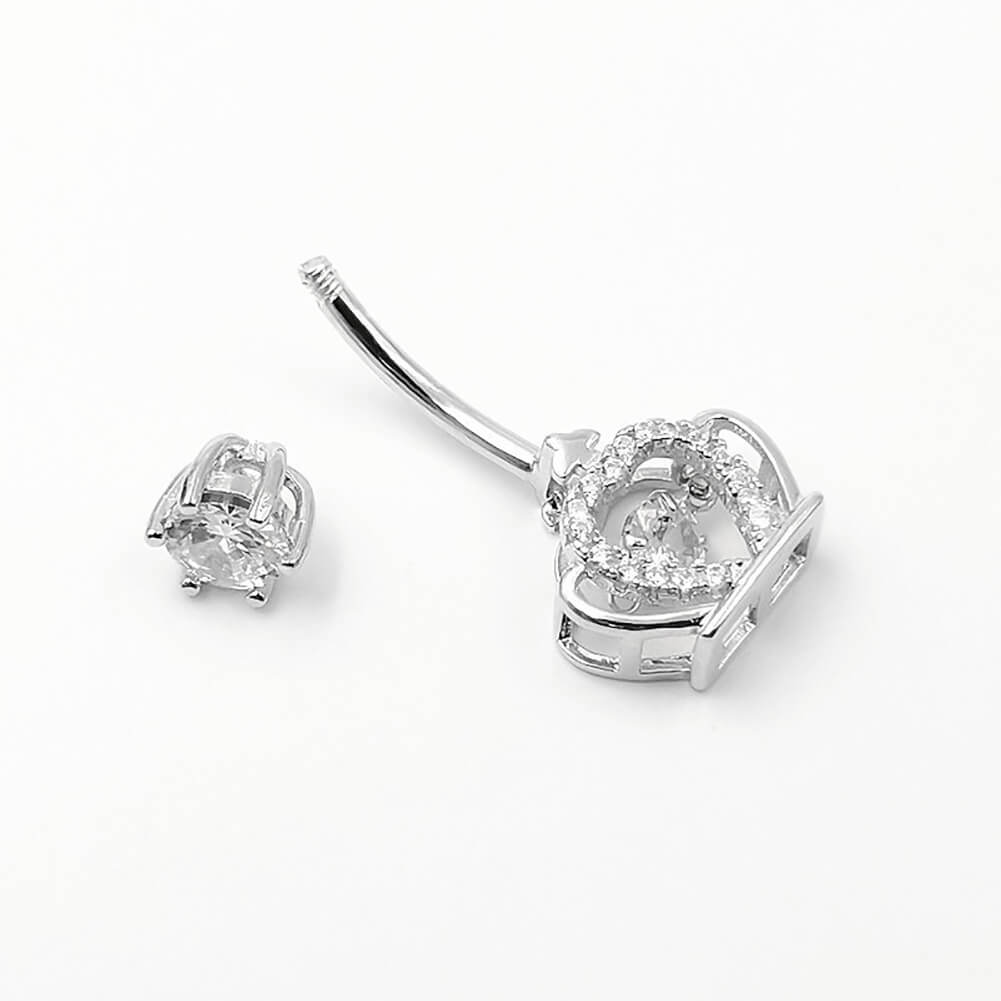 Arardo Sterling Silver Belly Button Rings,Real 925 Sterling Silver,14G Sterling Silver Navel Piercing Rings, Royal Crown SS32