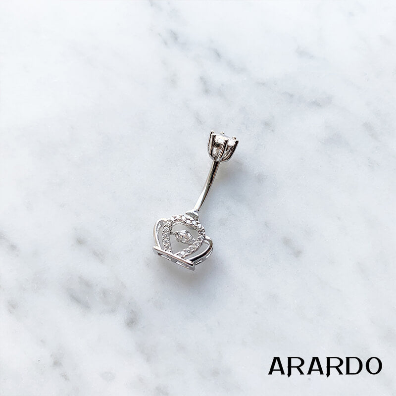 Arardo Sterling Silver Belly Button Rings,Real 925 Sterling Silver,14G Sterling Silver Navel Piercing Rings, Royal Crown SS32