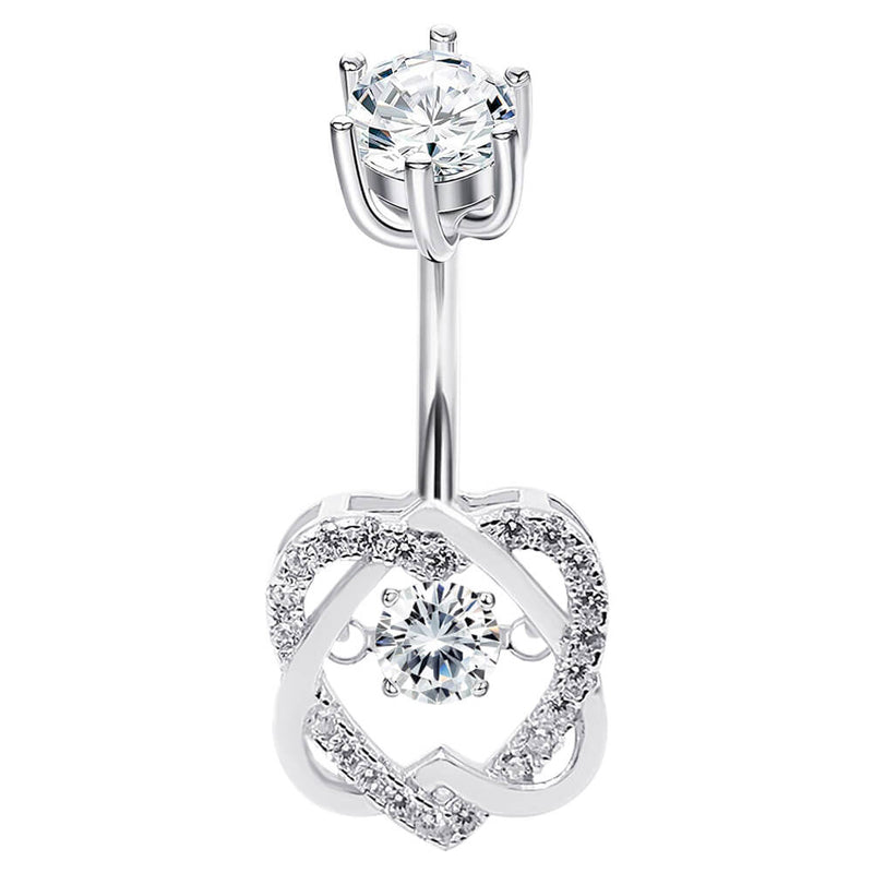 Arardo Sterling Silver Belly Button Rings,Real 925 Sterling Silver,14G Sterling Silver Navel Piercing Rings, Heart Crossing SS33