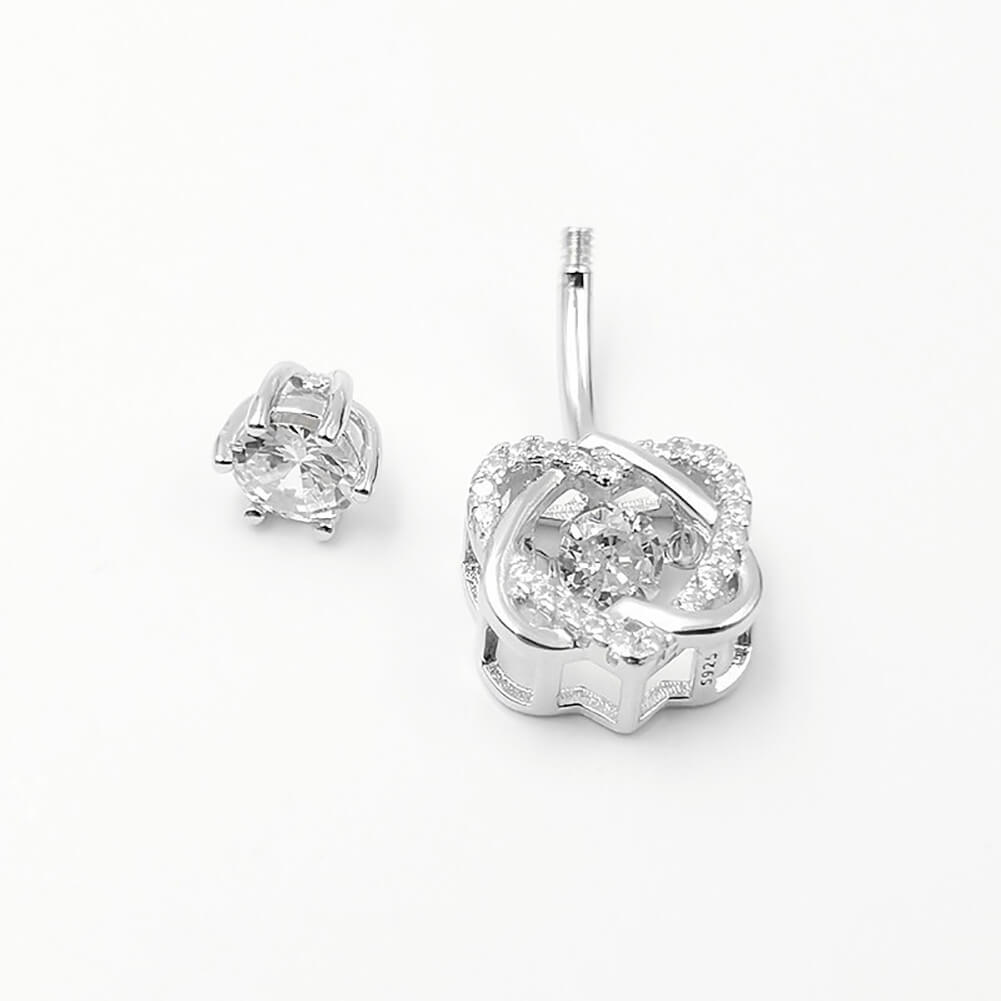 Arardo Sterling Silver Belly Button Rings,Real 925 Sterling Silver,14G Sterling Silver Navel Piercing Rings, Heart Crossing SS33