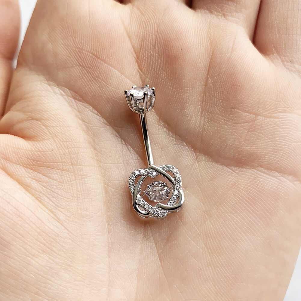 Arardo Sterling Silver Belly Button Rings,Real 925 Sterling Silver,14G Sterling Silver Navel Piercing Rings, Heart Crossing SS33