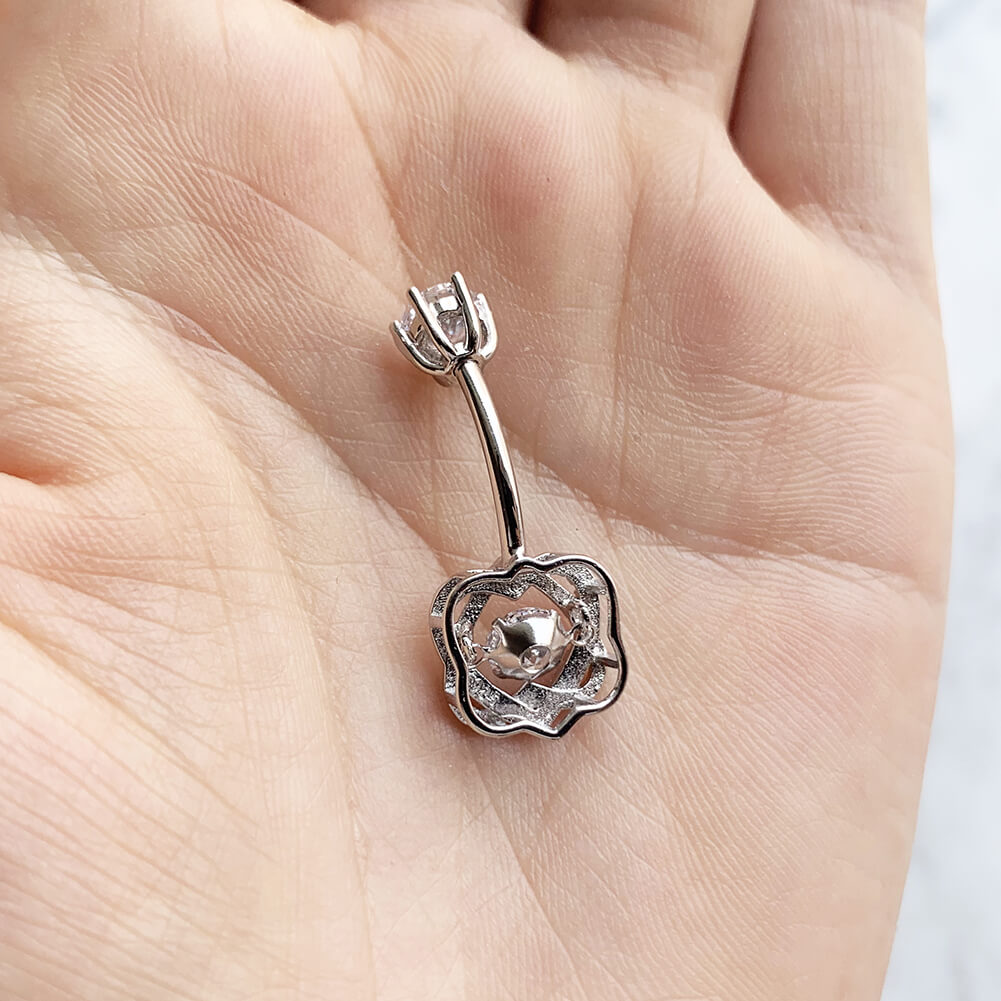Arardo Sterling Silver Belly Button Rings,Real 925 Sterling Silver,14G Sterling Silver Navel Piercing Rings, Heart Crossing SS33