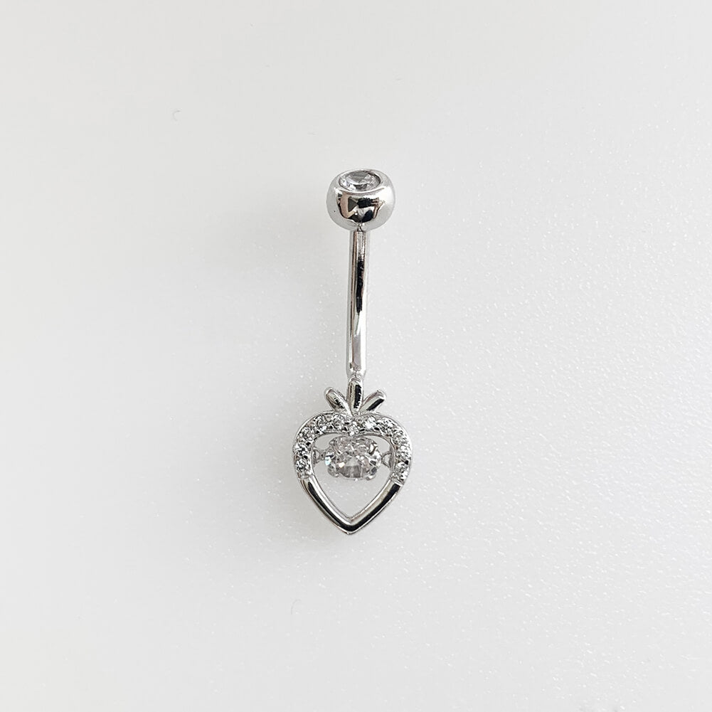 Arardo Sterling Silver Belly Button Rings,Real 925 Sterling Silver,14G Sterling Silver Navel Piercing Rings, Hollow Apple SS34