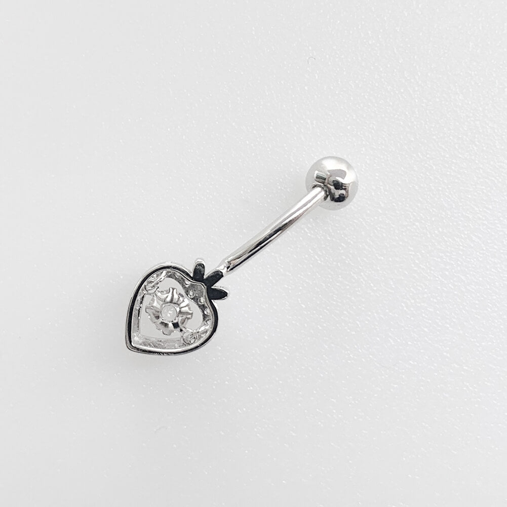 Arardo Sterling Silver Belly Button Rings,Real 925 Sterling Silver,14G Sterling Silver Navel Piercing Rings, Hollow Apple SS34