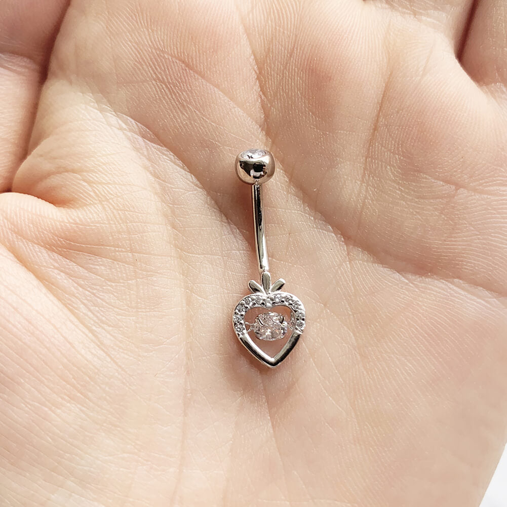 Arardo Sterling Silver Belly Button Rings,Real 925 Sterling Silver,14G Sterling Silver Navel Piercing Rings, Hollow Apple SS34