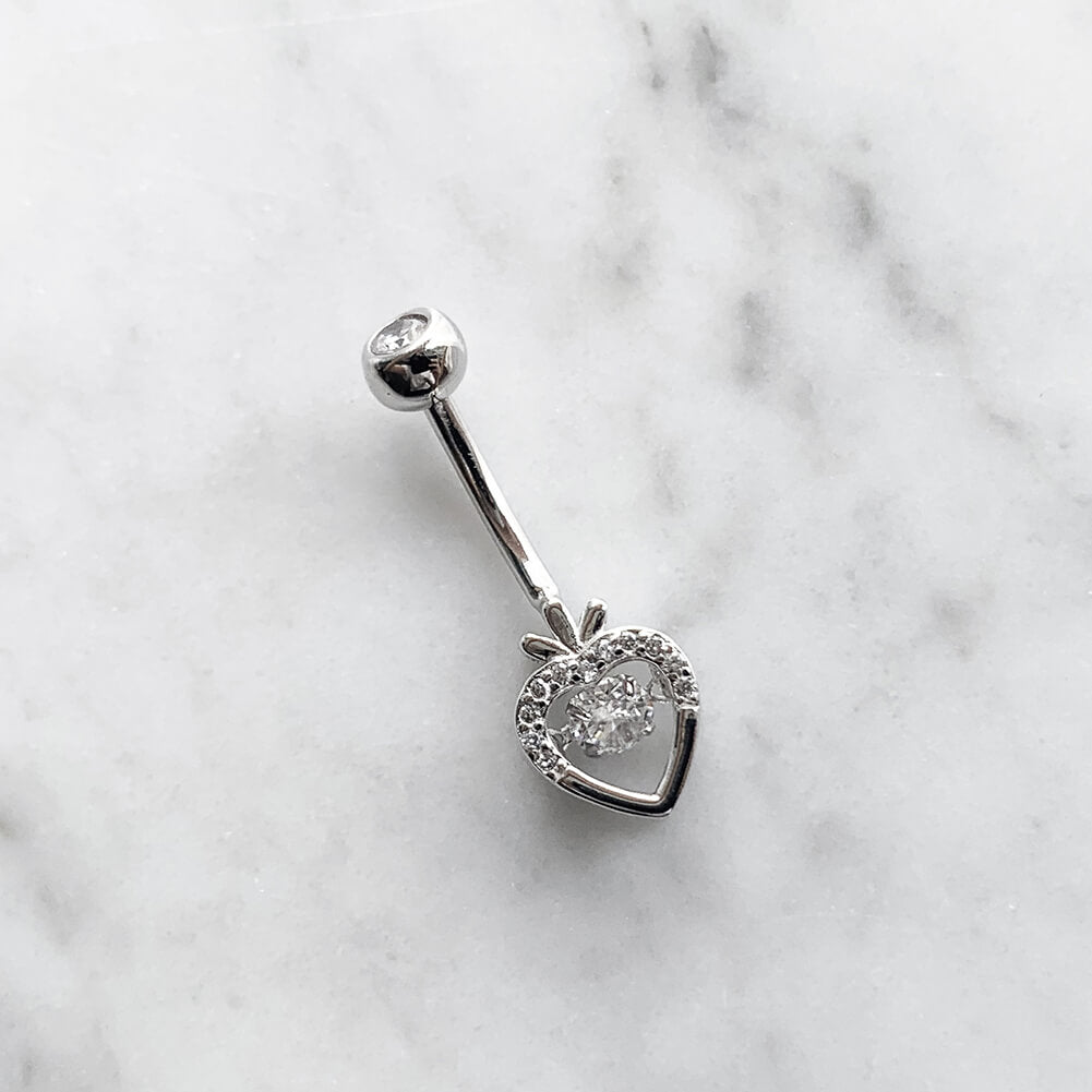 Arardo Sterling Silver Belly Button Rings,Real 925 Sterling Silver,14G Sterling Silver Navel Piercing Rings, Hollow Apple SS34