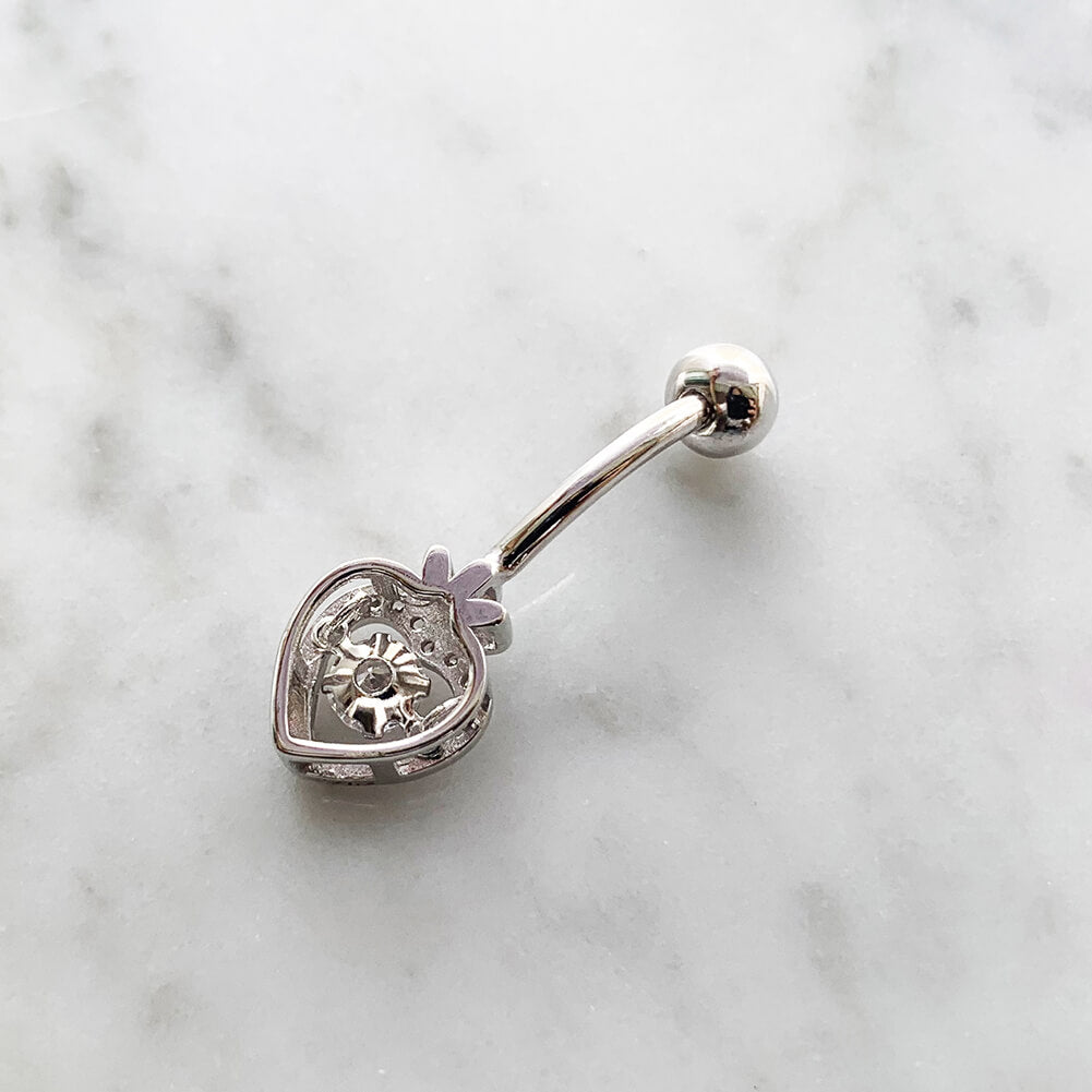 Arardo Sterling Silver Belly Button Rings,Real 925 Sterling Silver,14G Sterling Silver Navel Piercing Rings, Hollow Apple SS34