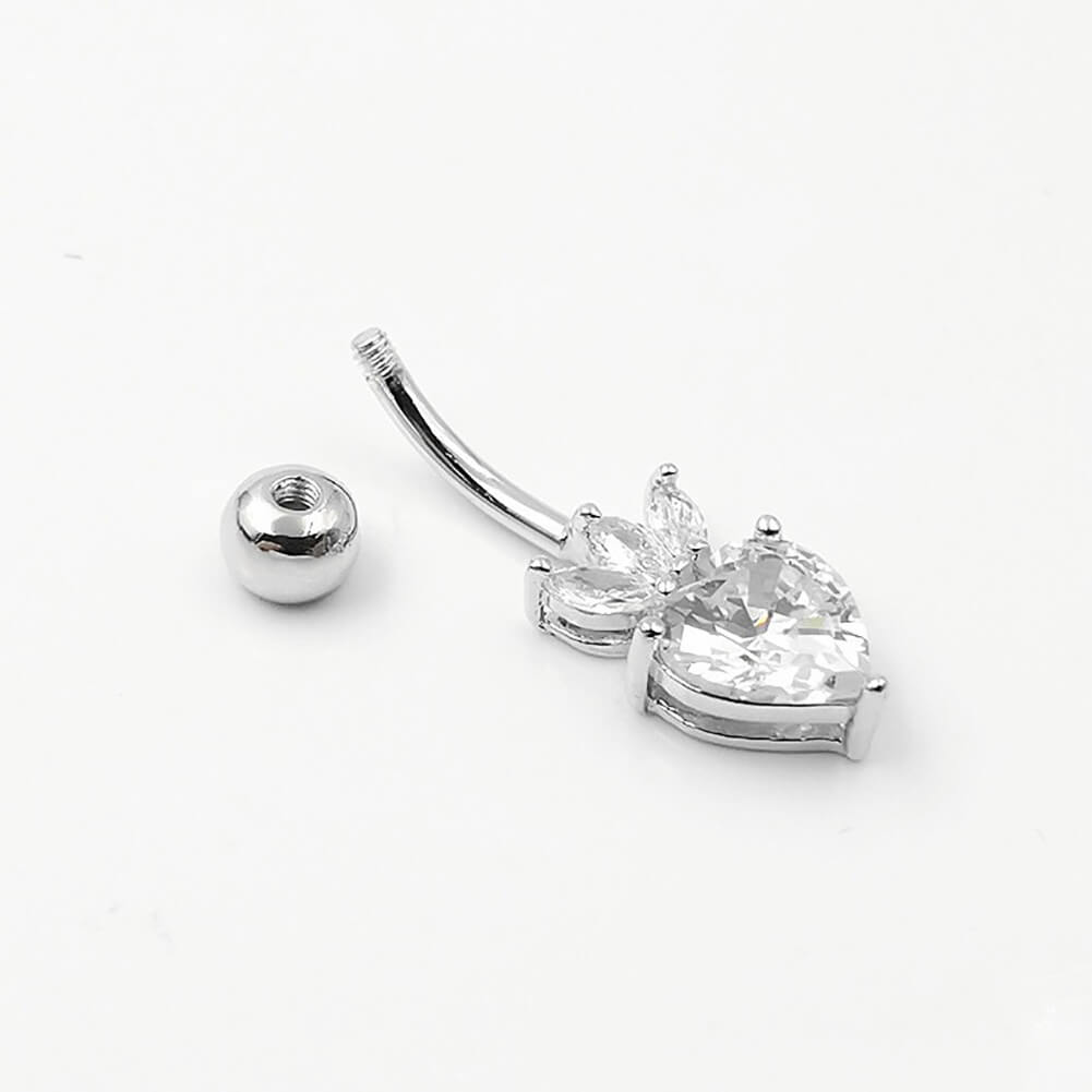 Arardo Sterling Silver Belly Button Rings,Real 925 Sterling Silver,14G Sterling Silver Navel Piercing Rings, Heart With Crown SS36