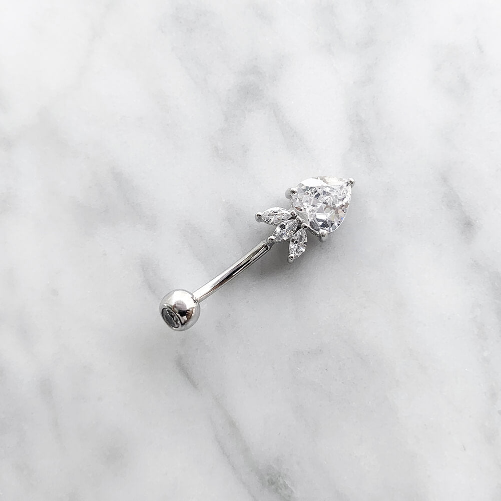 Arardo Sterling Silver Belly Button Rings,Real 925 Sterling Silver,14G Sterling Silver Navel Piercing Rings, Heart With Crown SS36