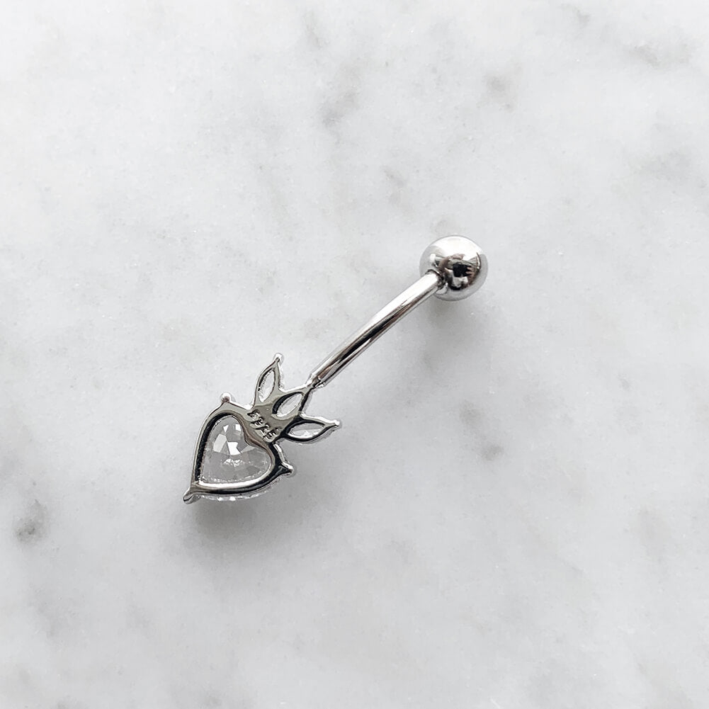 Arardo Sterling Silver Belly Button Rings,Real 925 Sterling Silver,14G Sterling Silver Navel Piercing Rings, Heart With Crown SS36