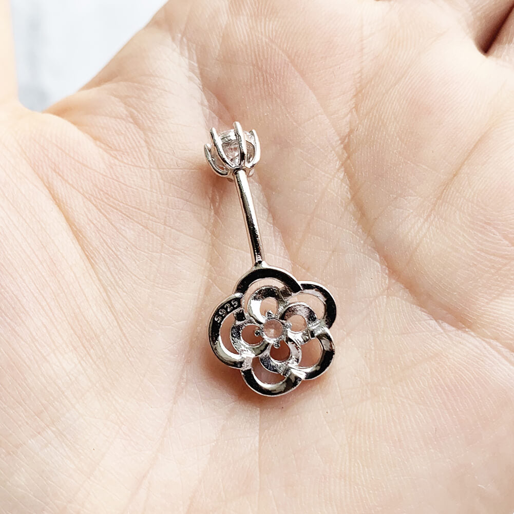 Arardo Sterling Silver Belly Button Rings,Real 925 Sterling Silver,14G Sterling Silver Navel Piercing Rings, Hollow Flower SS39