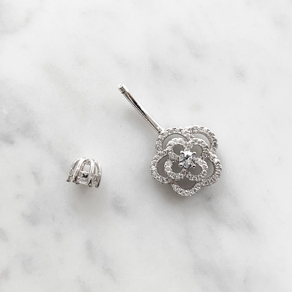 Arardo Sterling Silver Belly Button Rings,Real 925 Sterling Silver,14G Sterling Silver Navel Piercing Rings, Hollow Flower SS39