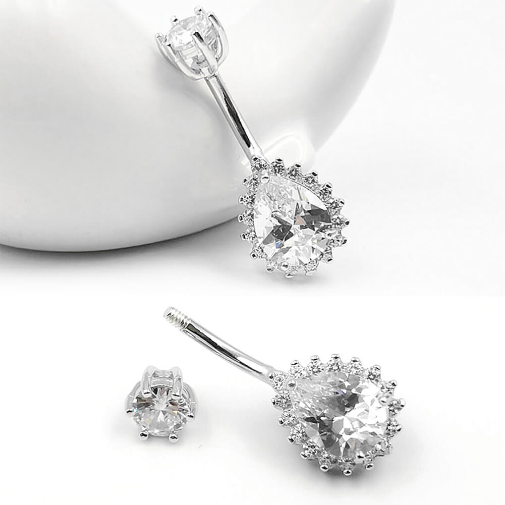 Arardo 925 Sterling Silver 14G Belly Button Rings Navel Rings Belly Rings Belly Body Piercing Jewelry Teardrop Collection SS4