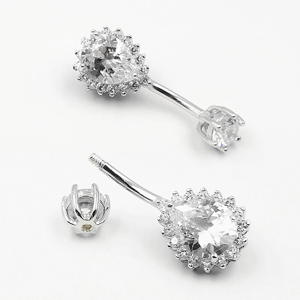 Arardo 925 Sterling Silver 14G Belly Button Rings Navel Rings Belly Rings Belly Body Piercing Jewelry Teardrop Collection SS4