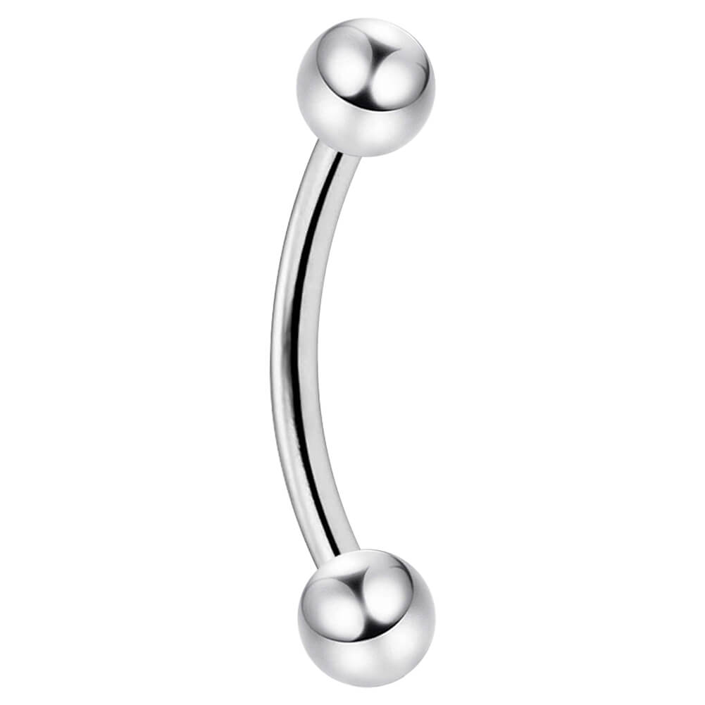 Arardo Sterling Silver Belly Button Rings,Real 925 Sterling Silver,14G Sterling Silver Navel Piercing Rings, Curved Barbell SS40