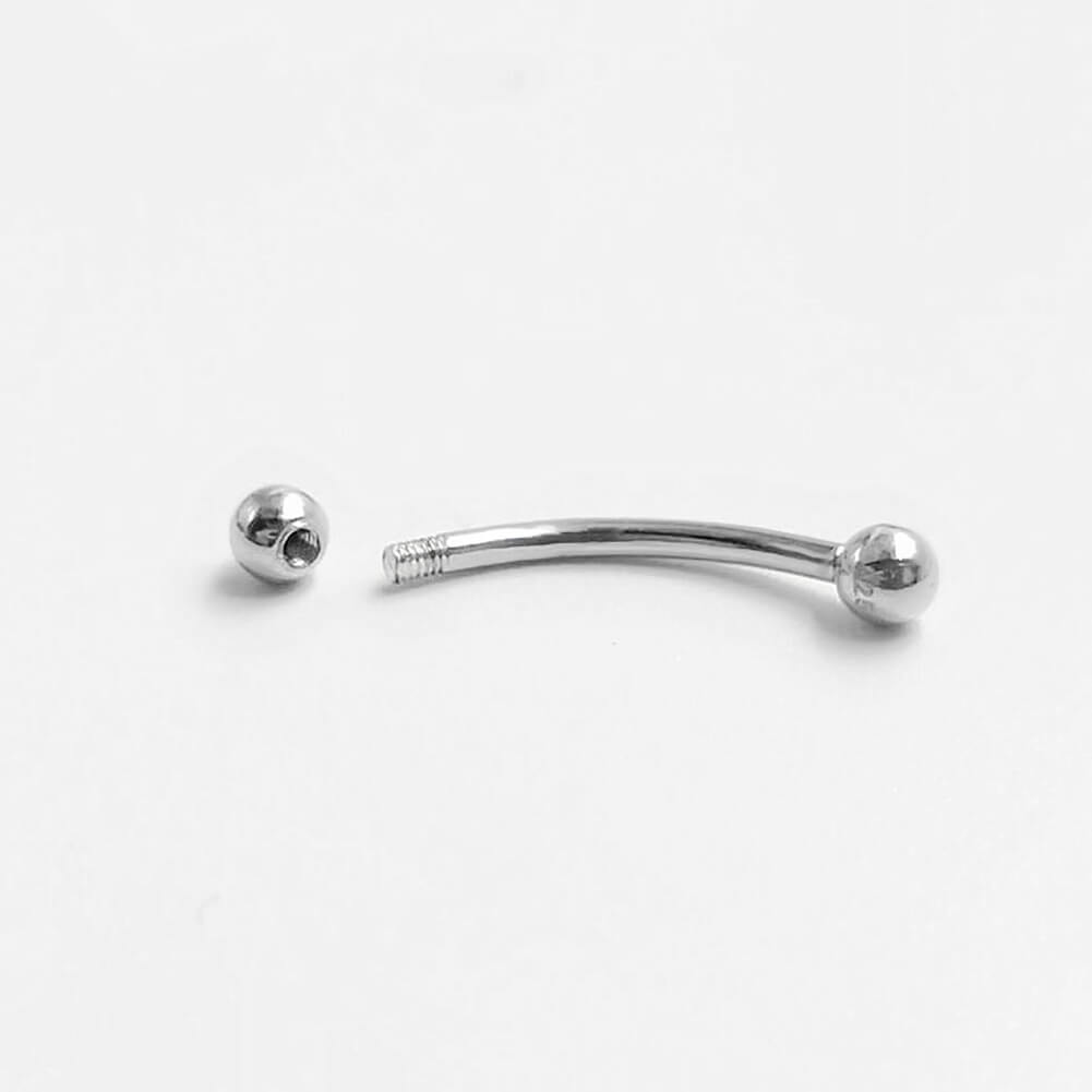 Arardo Sterling Silver Belly Button Rings,Real 925 Sterling Silver,14G Sterling Silver Navel Piercing Rings, Curved Barbell SS40