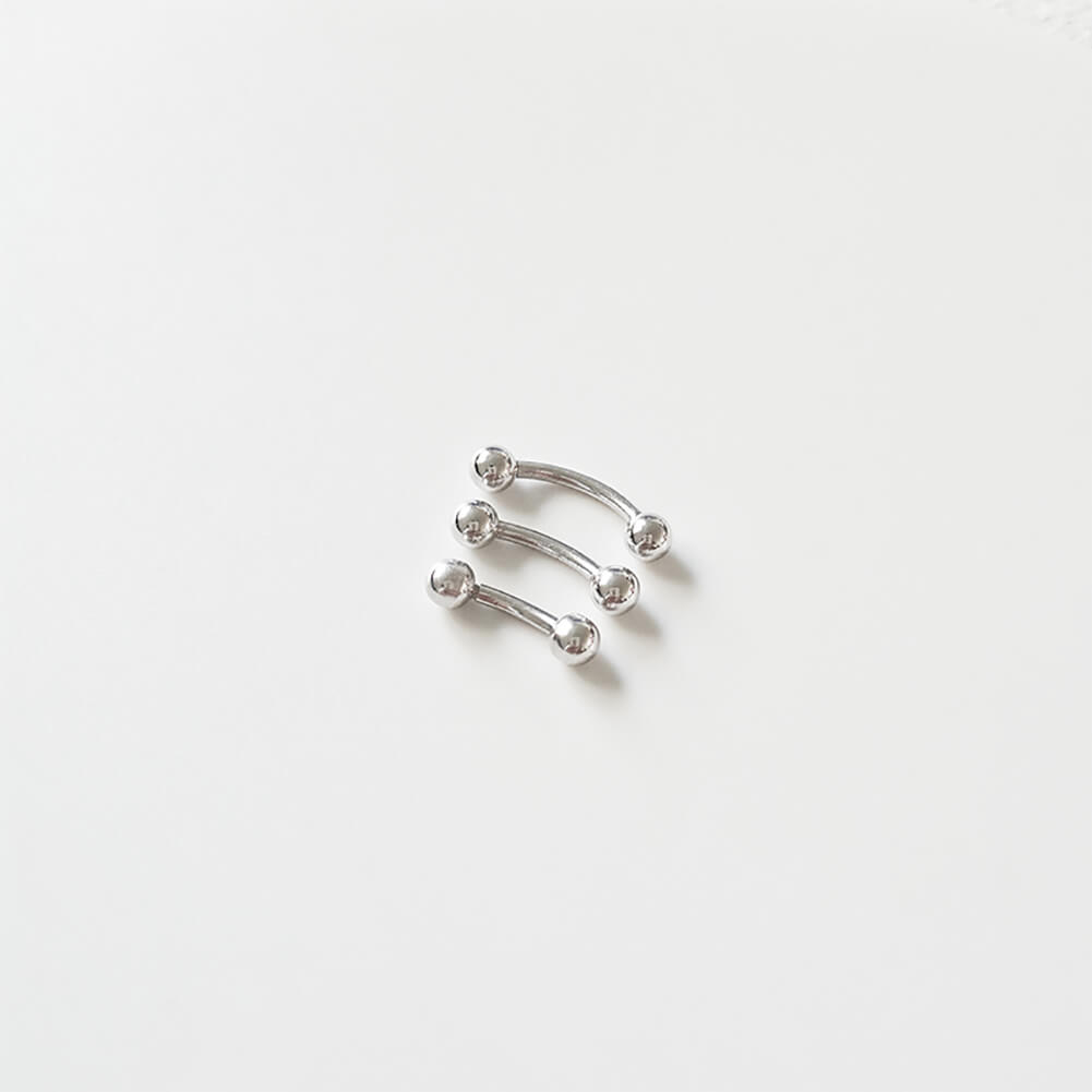 Arardo Sterling Silver Belly Button Rings,Real 925 Sterling Silver,14G Sterling Silver Navel Piercing Rings, Curved Barbell SS40